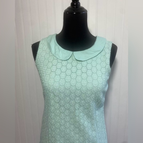 Boden Mint Green Eyelet Tank Top Lined Side Zipper Size 4R Preppy Romantic - Picture 4 of 15